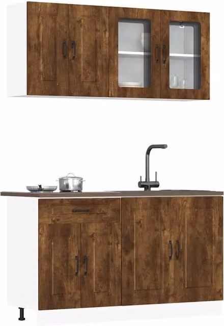 Berkfield Home Kalmar 4 Piece Kitchen Cabinet Set in Smoked Oak Brown Engineered Wood