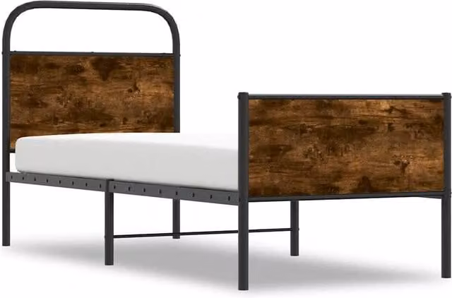 Berkfield Home Elegant Bed Frame in Brown Sonoma Oak Engineered Wood and Metal, W/D/H: 80 x 200 cm – 1