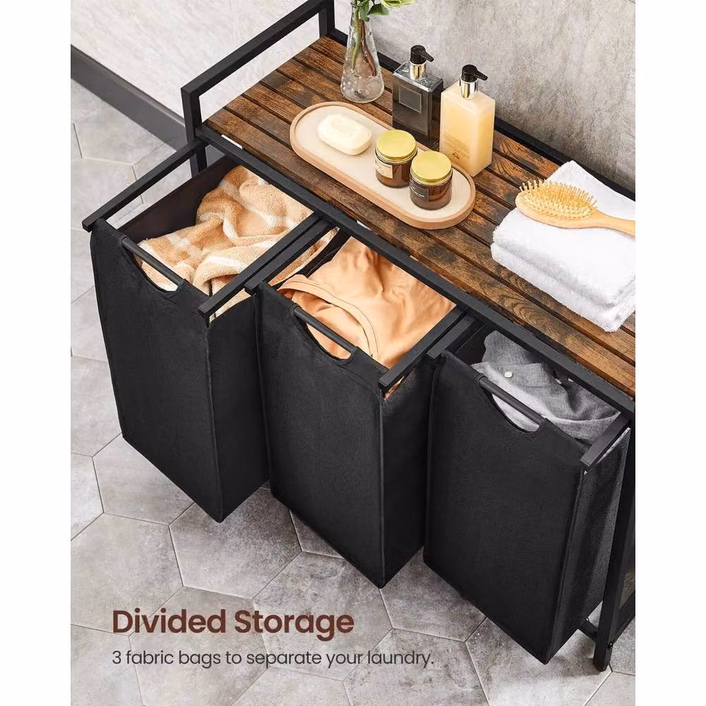 KORVIXA Black Fabric Laundry Basket with Removable Bag, Height: 100 cm – 4