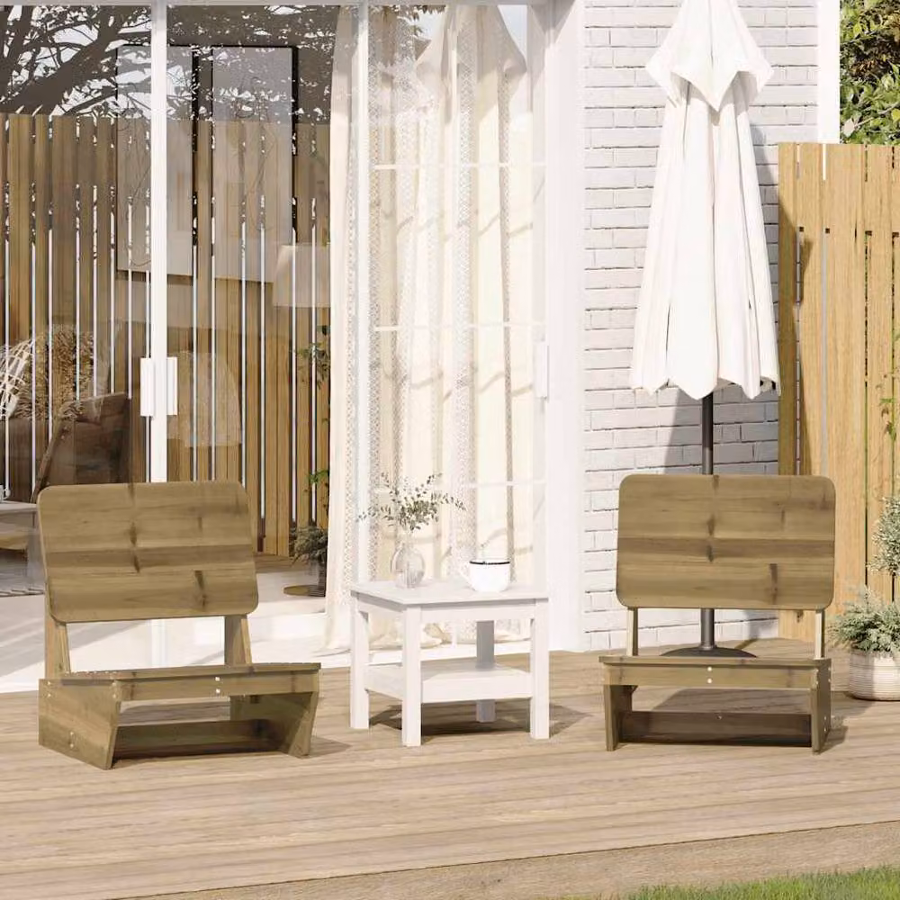Berkfield Home Set of 2 Rustic Brown Impregnated Pine Garden Chairs, W/D/H: 60 x 64 x 70.5 cm – 2