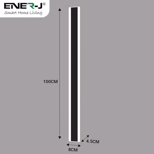 ENERJ Modern Matte Black Outdoor LED Wall Light, 100cm Linear Bar, 24W Warm White 3000K, IP65 Waterproof Slim Acrylic Sconce for Garden, Patio and Terrace – 4