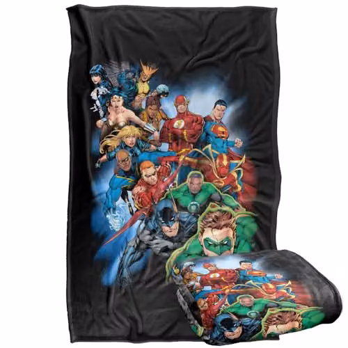 LOGOVISION Justice League Heroes Unite Super Soft Silky Touch Fleece Throw Blanket, Multicolour, W: 91.44 cm, L: 147 cm – 1