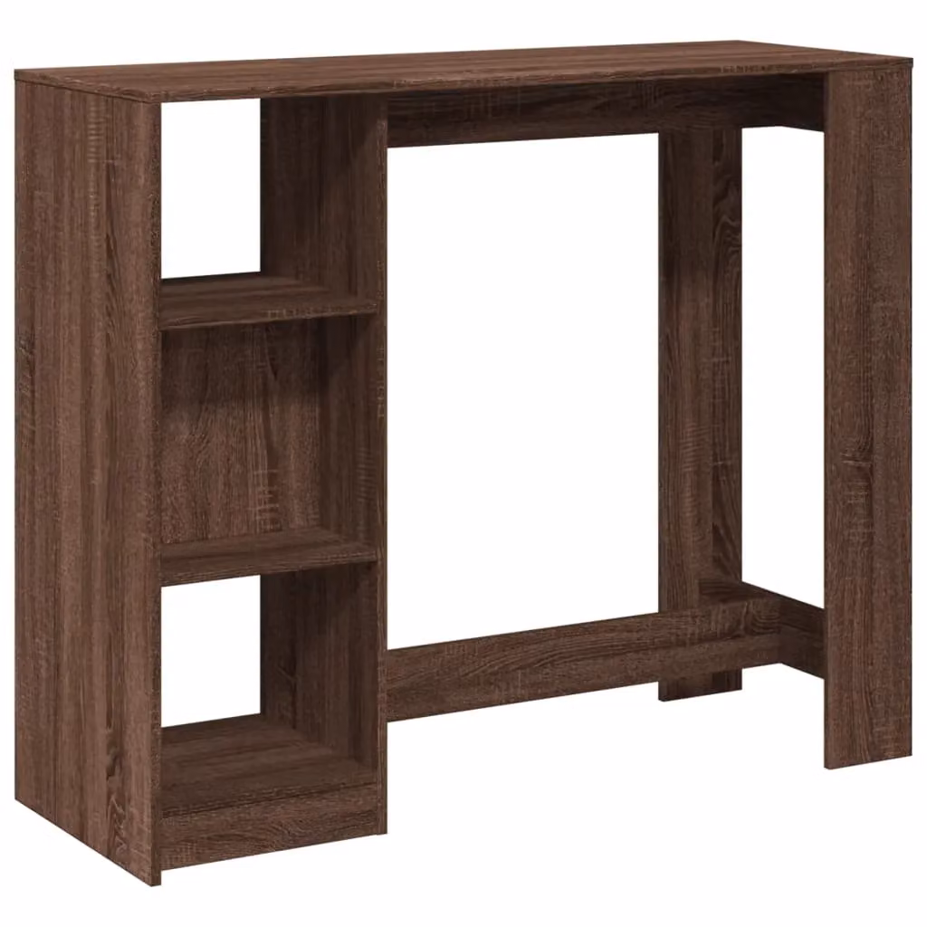 Berkfield Home Bar Table with Shelf in Brown Oak, W/D/H: 124 x 46 x 103.5 cm – 2