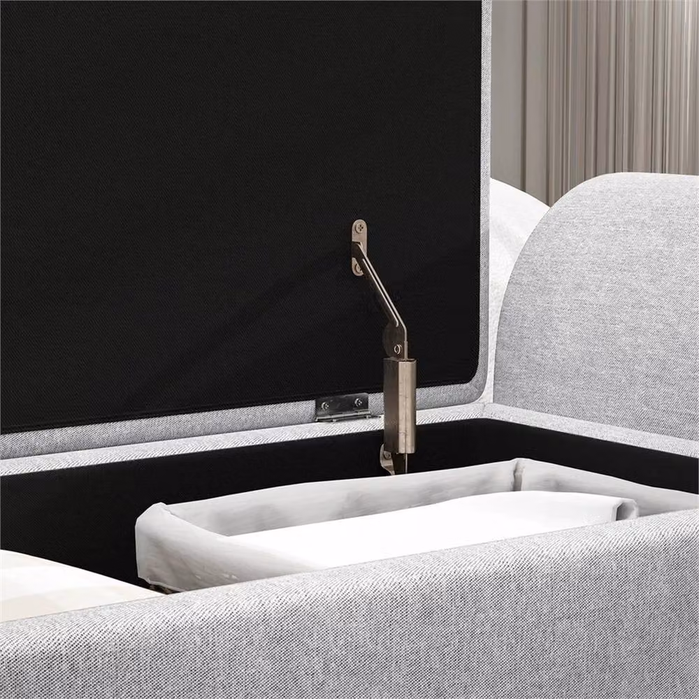 KORVIXA Upholstered Linen Storage Bench in Grey – 3