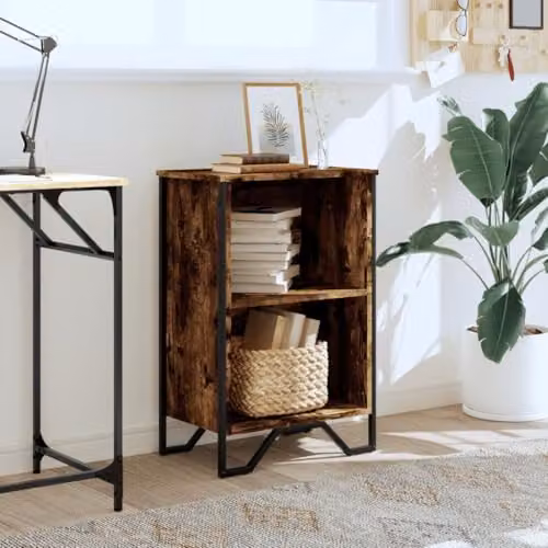vidaXL Modern Freestanding Bookcase in Smoked Oak and Brown, W/D/H: 50 x 31 x 74.5 cm – 2