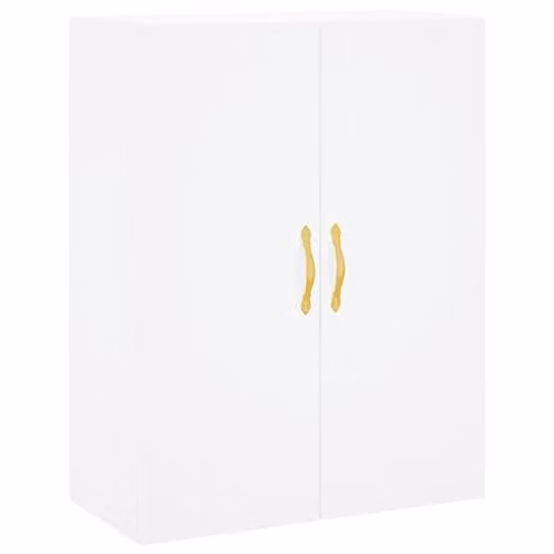 vidaXL Modern White Wall Mounted Storage Cabinet with Hinged Doors and Internal Shelves