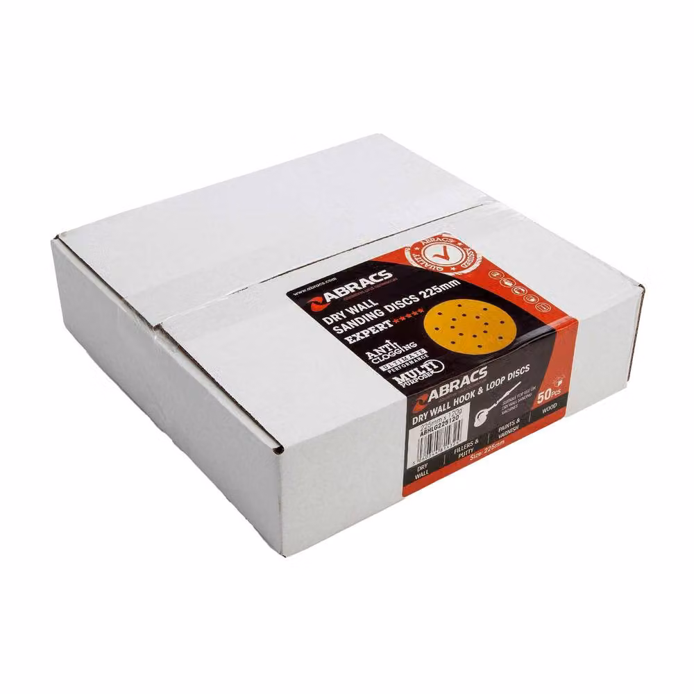 Abracs Expert Drywall 120 Grit Universal Orbital Sander Sheets, Yellow, Pack of 50 – 2