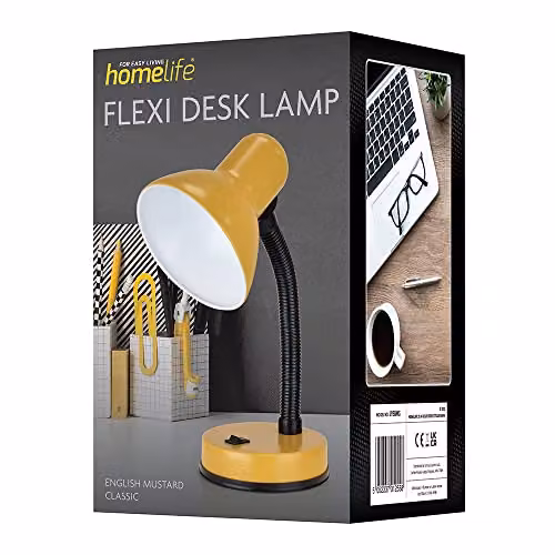 LLOYTRON Classic Metal Flexi Desk Lamp in Yellow, Height: 34 cm – 3