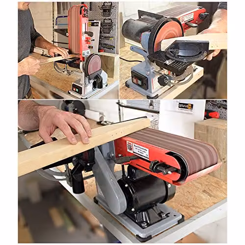 Holzmann Maschinen BT46ECO_230V Benchtop Belt and Disc Sander, 350W, 150mm, Red/Multicolour – 2