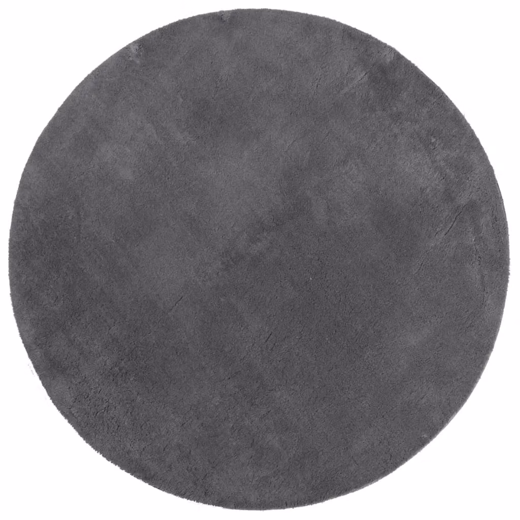 Berkfield Home Round Short Pile Soft and Washable Anthracite Black Rug, Diameter: 100 cm – 1