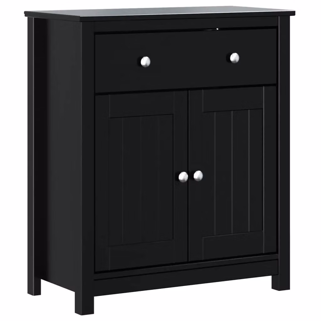 Berkfield Home BERG Black Rustic Solid Wood Pine Bathroom Cabinet W/D/H: 69.5 x 34 x 80 cm – 2