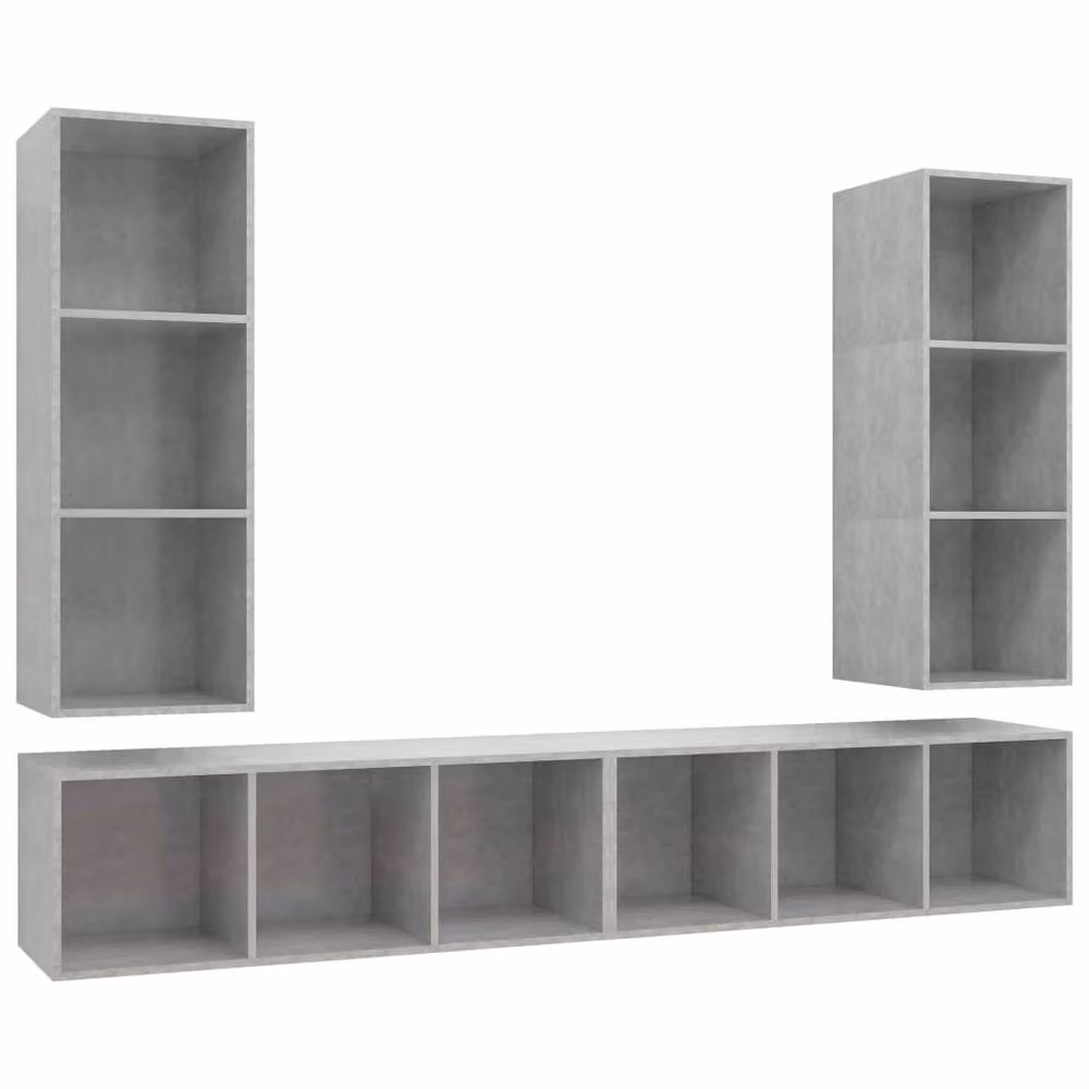 Berkfield Home Set of 4 Wall-mounted TV Cabinets in Concrete Grey, W/D/H: 107 x 37 x 37 cm – 3