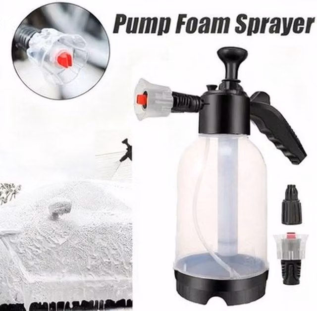 NESTLUNE 2L Manual Hand Held Car Wash Foam Sprayer in White and Transparent