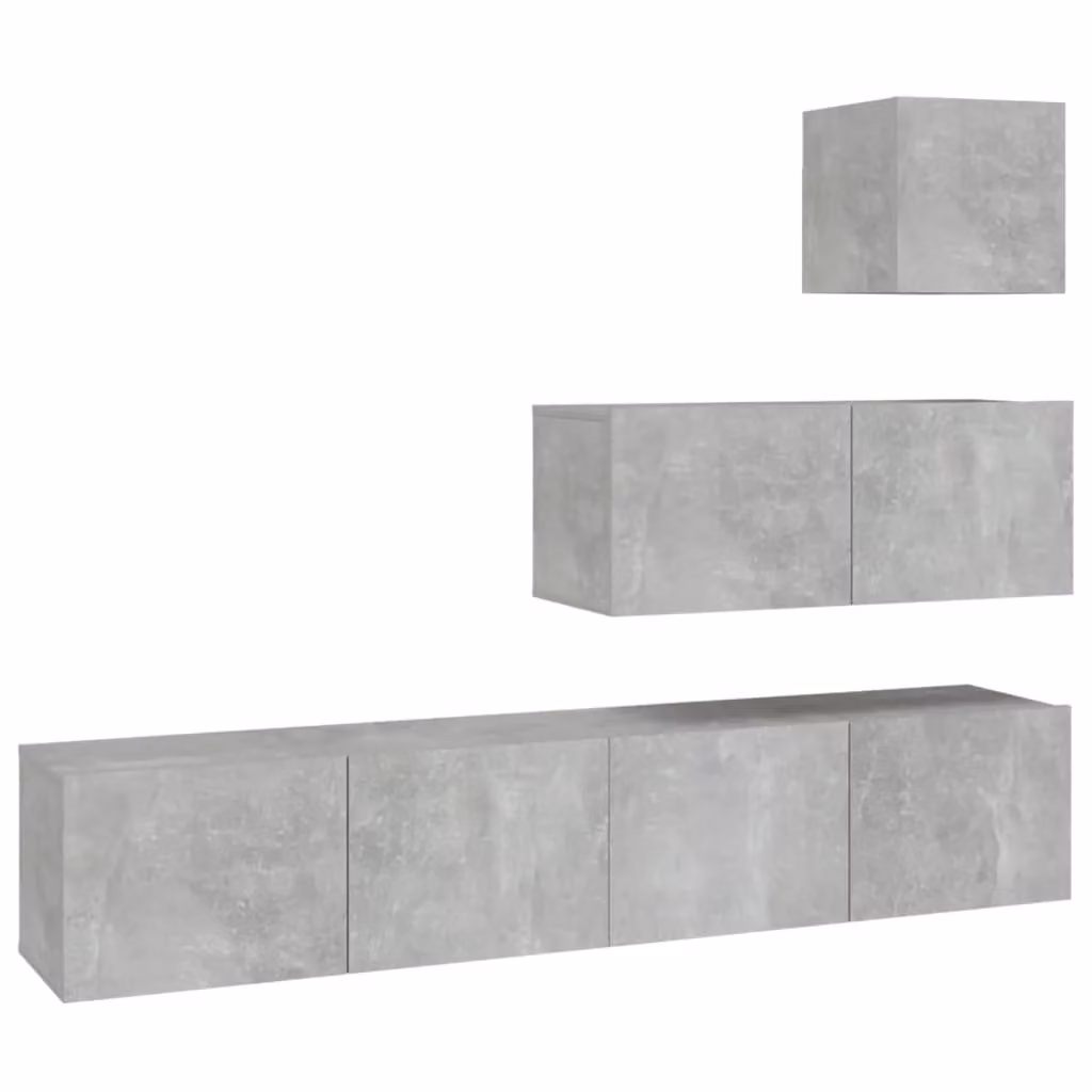 Berkfield Home 4 Piece Modern Wall Mounted TV Cabinet Set in Matt Concrete Grey – 2