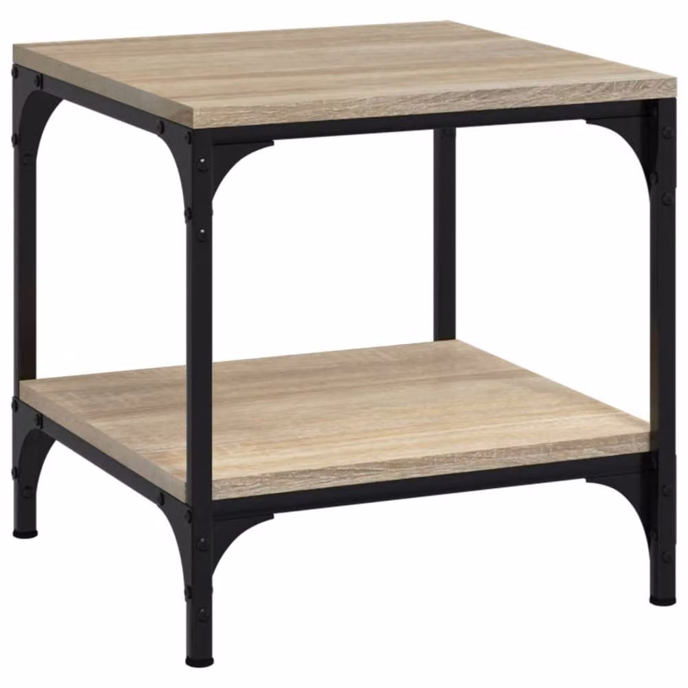 Berkfield Home Set of 2 Sonoma Oak Side Tables in Light Tan, W/D/H: 40 x 40 x 40 cm – 4