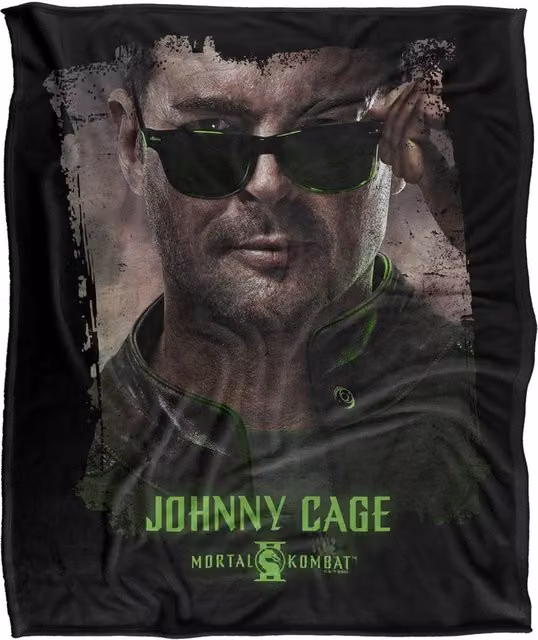 Warner Bros. Mortal Kombat 2 Johnny Cage Portrait Super Soft Polyester Throw Blanket, Multicolour, Large – 1