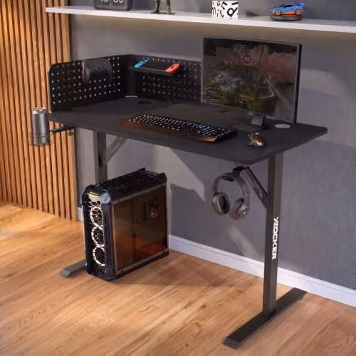 X Rocker Vortex Gaming Desk with Pegboard Shelving in Black, W/D/H: 110 x 60 x 75 cm – 2