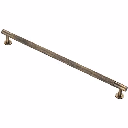 Loops Knurled Bar Door Pull Handle in Antique Brass, W: 35 cm, D: 1.3 cm, H: 3.5 cm