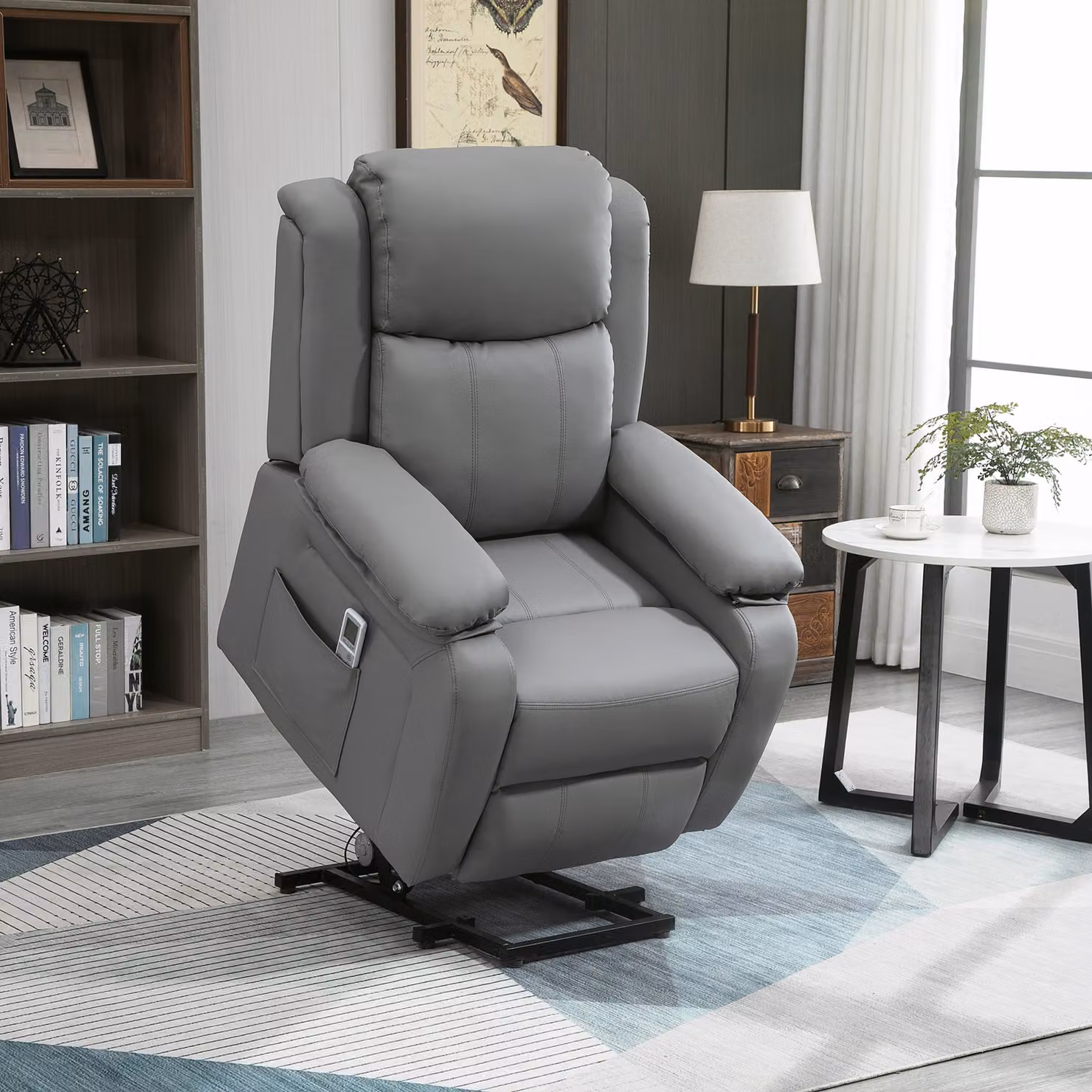 HOMCOM Electric Power Lift Recliner Chair with Vibration Massage and Remote Control, Grey – 2