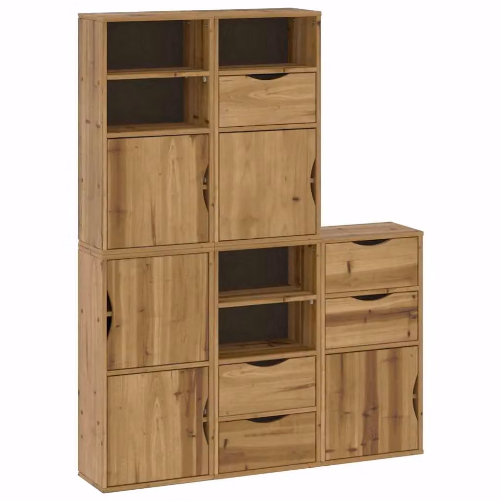 Berkfield Home ODDA Side Cabinets, 5 Piece Set, Solid Wood Pine, Brown, W: 40 cm, D: 24 cm, H: 79 cm – 2