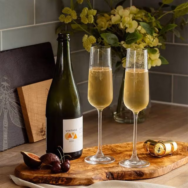 Selbrae House Bee 2-Piece Set of Clear Glass Champagne Flutes