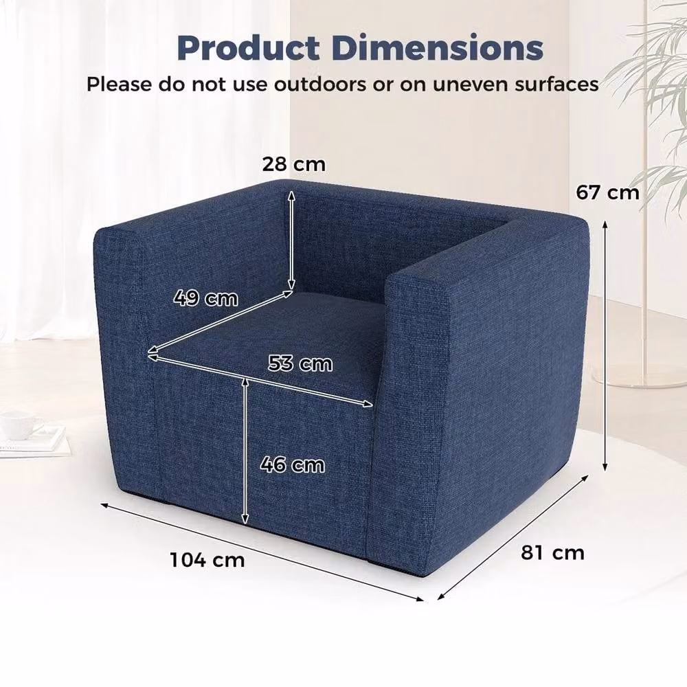 VOGREX Portable Inflatable Sofa with Detachable Cover in Dark Blue – 2