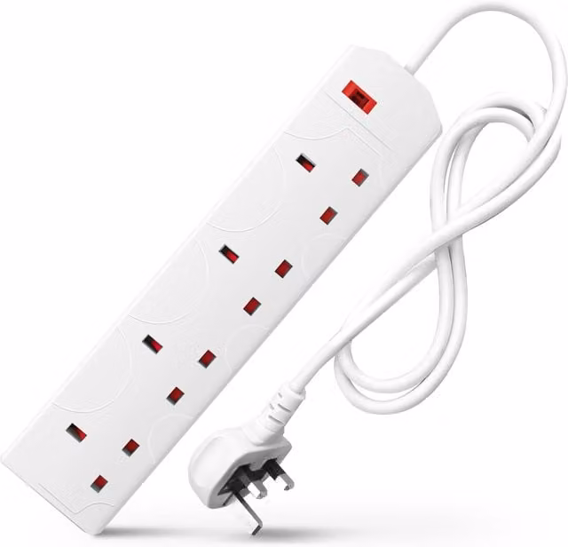 DESIRETECH 4-Gang White Extension Lead with 1 Metre Cable – 1