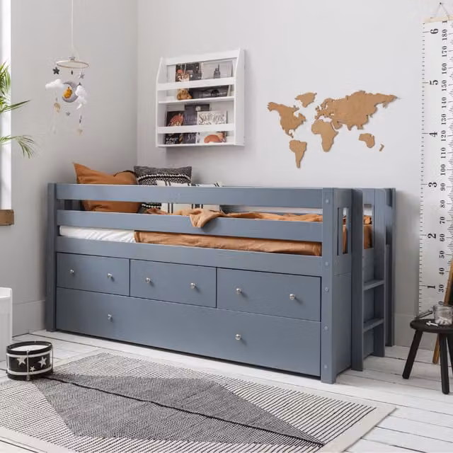 Noa and Nani Matilda Midsleeper Cabin Bed with Drawers in Grey