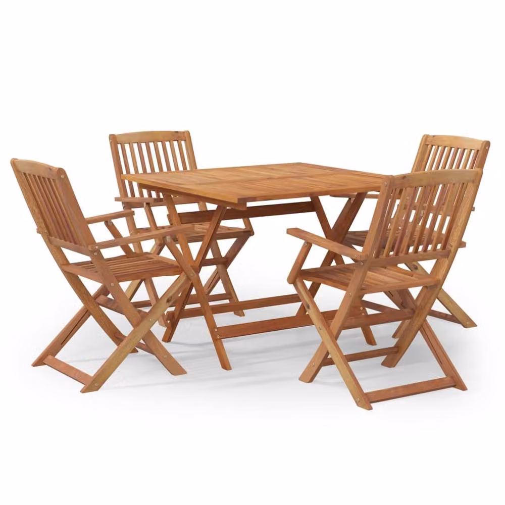 Berkfield Home 5 Piece Garden Dining Set in Brown Solid Acacia Wood – 2