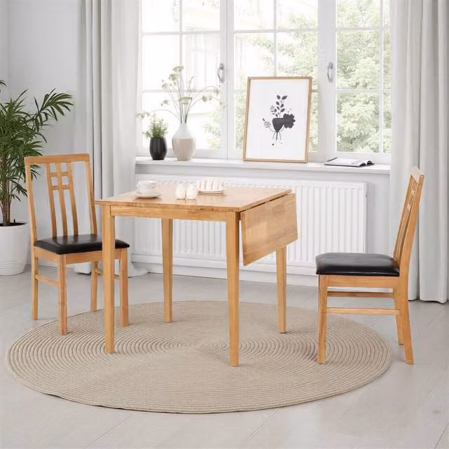 Seconique Vienna Drop Leaf Dining Set in Natural Wood with 3 Chairs