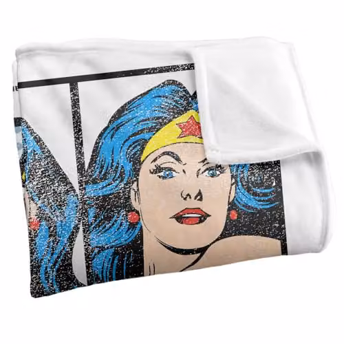 Warner Bros. Wonder Woman Panels Silky Touch Super Soft Fleece Throw Blanket, Multicolour, W: 152.4 cm x D: 127.0 cm – 2