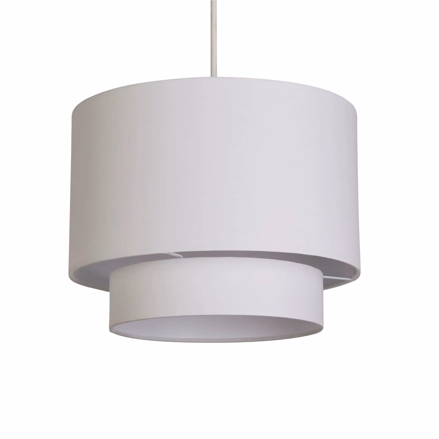 Lighting Collection White 2 Tier Fabric Drum Lamp Shade, Diameter: 30 cm – 2