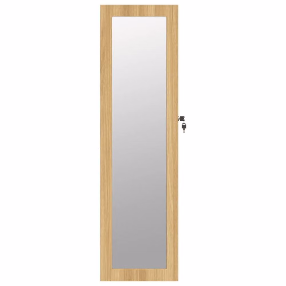 Berkfield Home Wall Mounted Mirror Jewellery Cabinet in Brown, W/D/H: 30 x 8.5 x 106 cm – 3