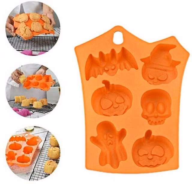 KDMD Orange Halloween Figures Silicone Mould for Cake, Soap and Candles – 1