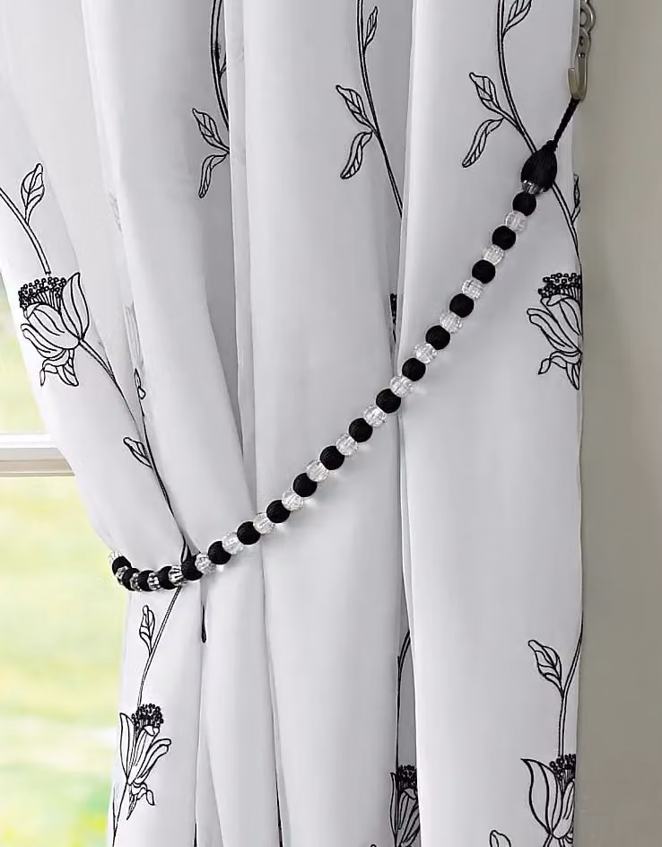 Alan Symonds Earle Modern Beaded Rope Curtain Tie Back Pair in Black – 2