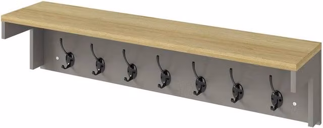 EONLION Wall Mounted Brown Wood Coat Rack with 7 Double Hooks, Width: 50 cm – 1