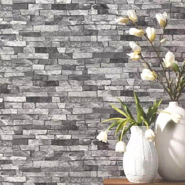 Erismann Grey Abstract Rustic Plain Wallpaper