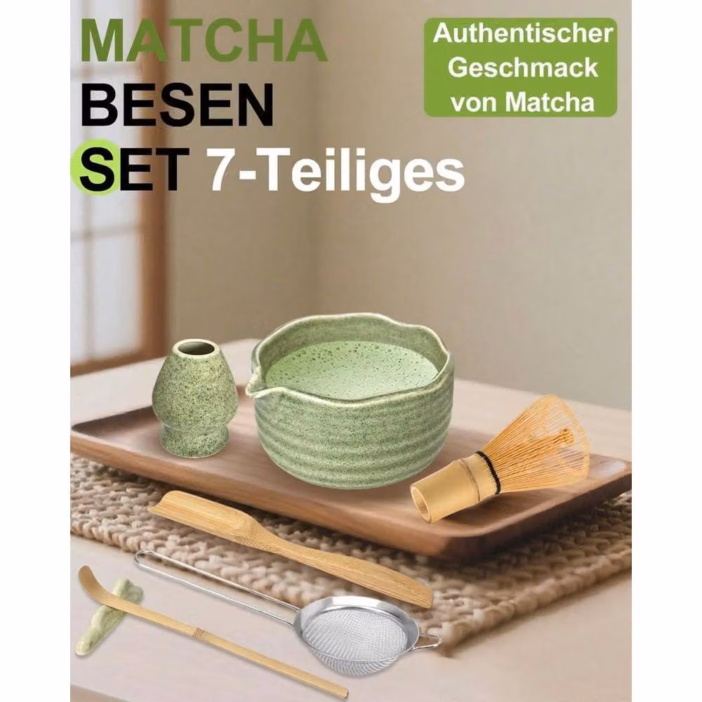 SPETLEK 7-Piece Traditional Matcha Tool Set in Green, Bamboo and Ceramic, W/D/H: 100 x 60 x 100 cm – 2