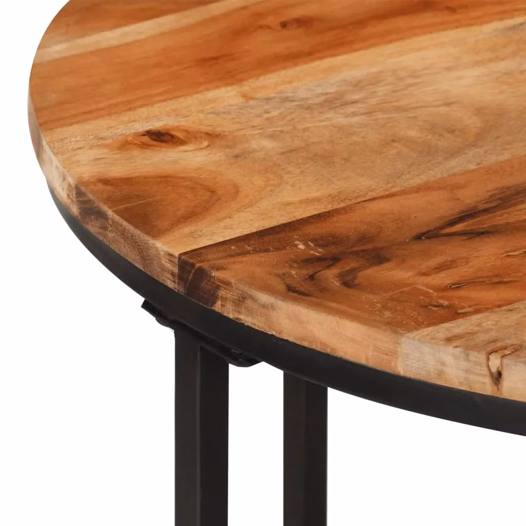 Berkfield Home Brown Acacia Wood and Iron Industrial Coffee Table W/D/H: 55 x 55 x 45 cm – 3