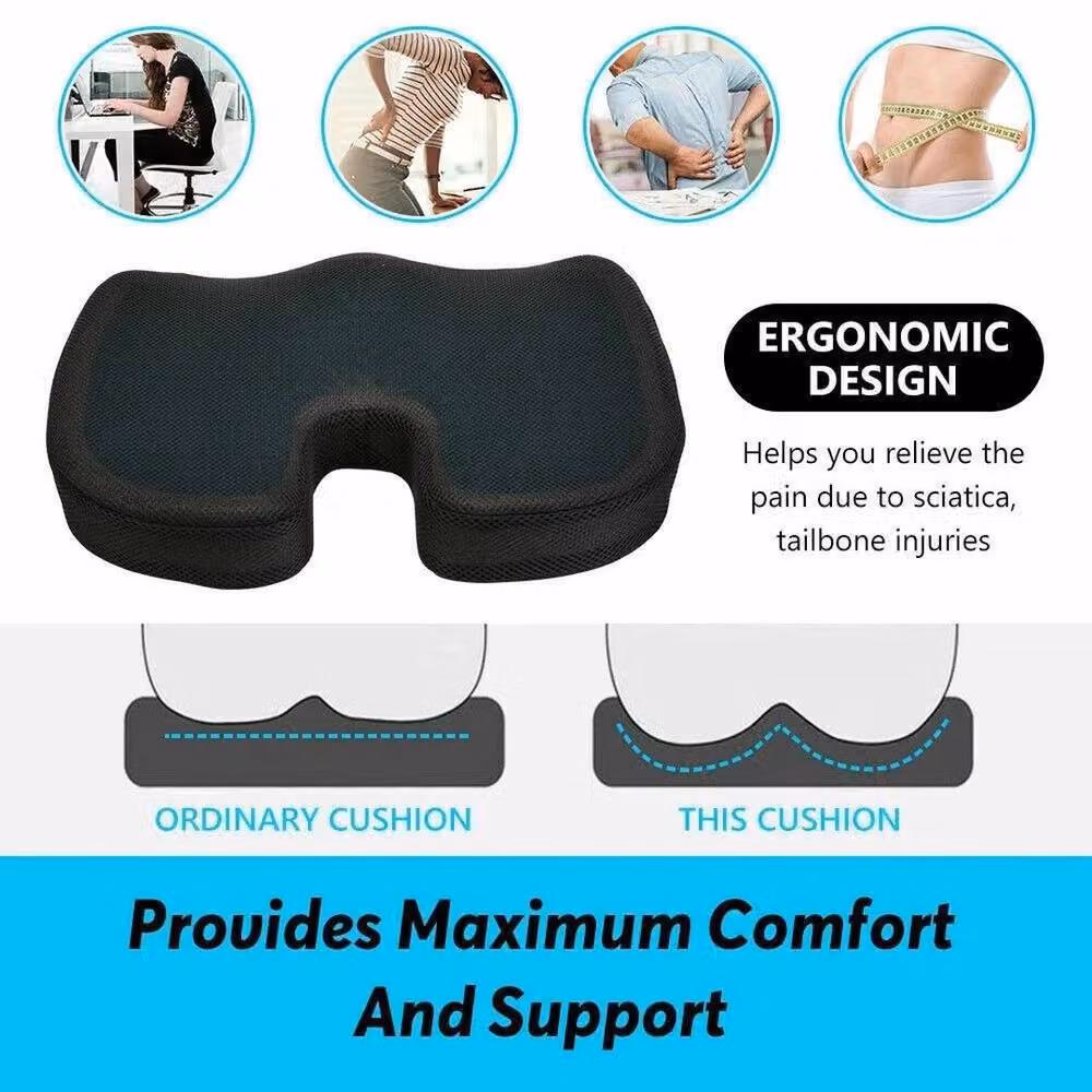 Kelvenix Memory Foam U-Shaped Coccyx Seat and Back Cushion in Black, W/D/H: 190 x 100 x 1 cm – 2