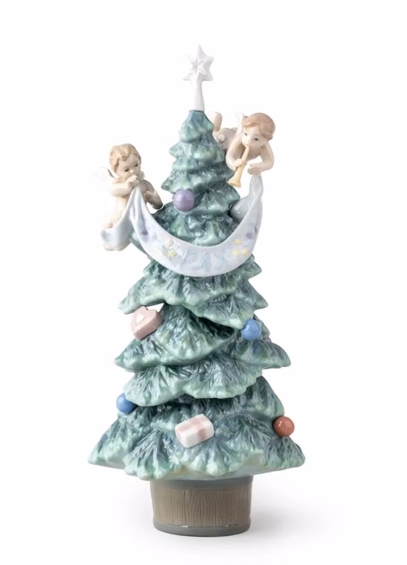 Lladró Evergreen of Peace Tree Porcelain Figurine in Green