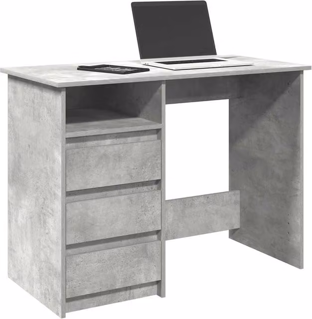 Berkfield Home Writing Desk in Concrete Grey, Engineered Wood, W/D/H: 102 x 50 x 75 cm
