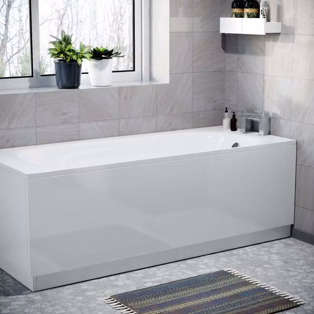 Nes Home White Waterproof Durable PVC Front Bath Panel, 15mm Thick, Width: 170 cm