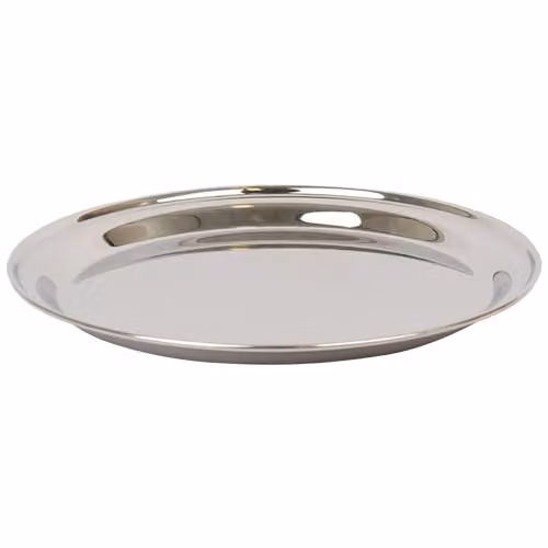 Argon Tableware Round Stainless Steel Serving Platter in Silver, Diameter: 40.5 cm