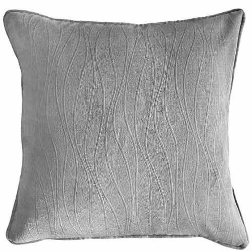 Enhanced Living Goodwood Silver Grey Square Cushion Cover, W/D/H: 43 x 43 x 43 cm