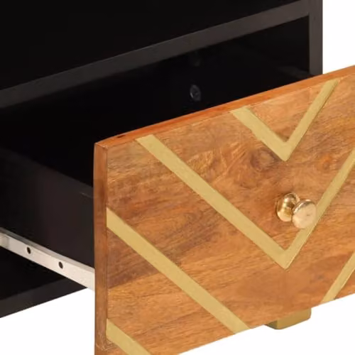 vidaXL Modern Geometric TV Cabinet in Brown and Black Solid Mango Wood and Metal, W/D/H: 70 x 33.5 x 46 cm – 4