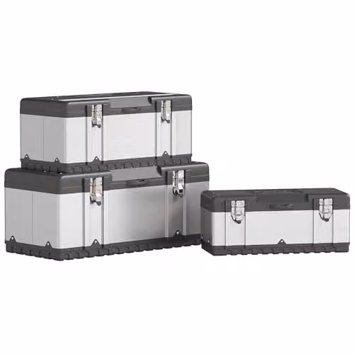HOMCOM 3 Piece Stainless Steel Tool Box Set with Inserts, Silver