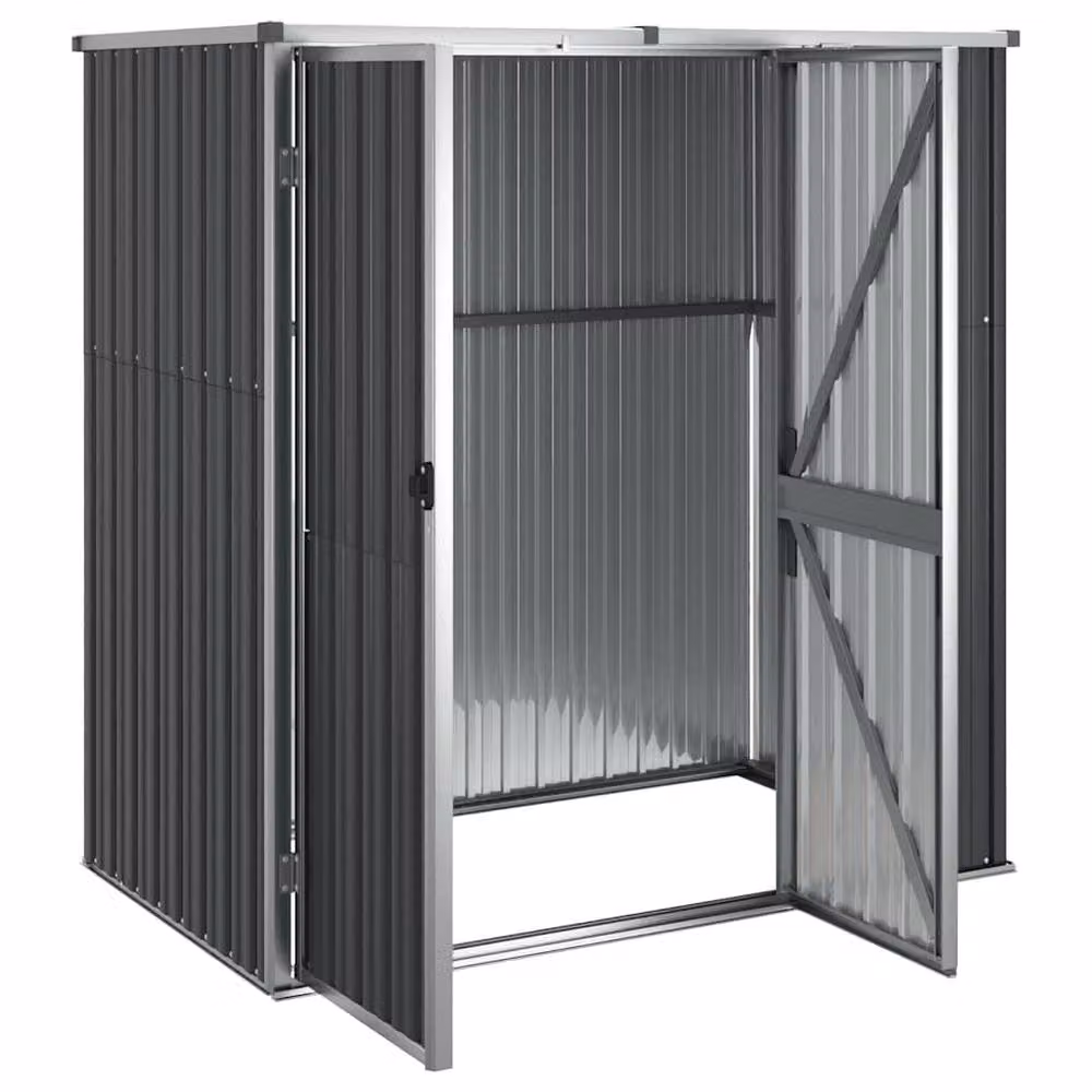 Berkfield Home Garden Tool Shed in Anthracite Grey Galvanised Steel, W/D/H: 161 x 89 x 161 cm – 4