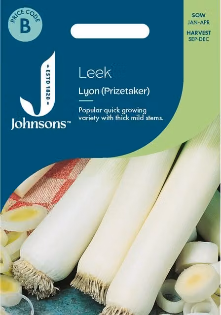Johnsons Seeds Leek Lyon Prizetaker White Vegetable Seeds