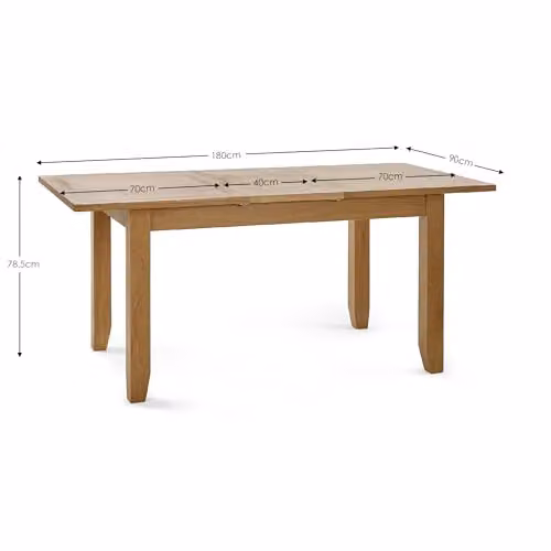 Julian Bowen Mallory Rectangular Extending Oak Dining Table, W/D/H: 180 x 76 x 90 cm – 2